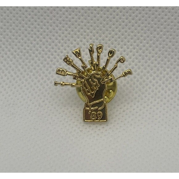 None Other - Ibew Cope '89 Lapel Pin Electrical Workers Union Gold Color Fist Lightning Bolts